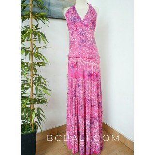 long dress rayon hand stamp pareo clothing bali handmade